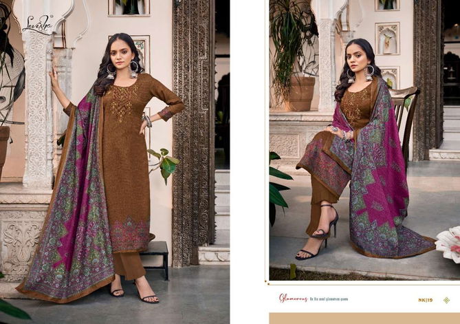 Levisha Nikhaar Printed Pashmina Dress Material Catalog
